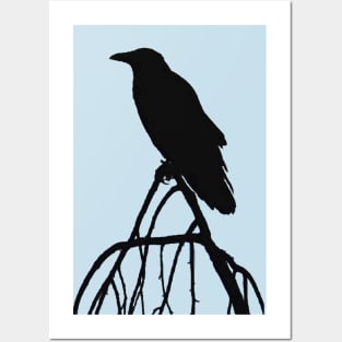 Silhouette of a crow Posters and Art